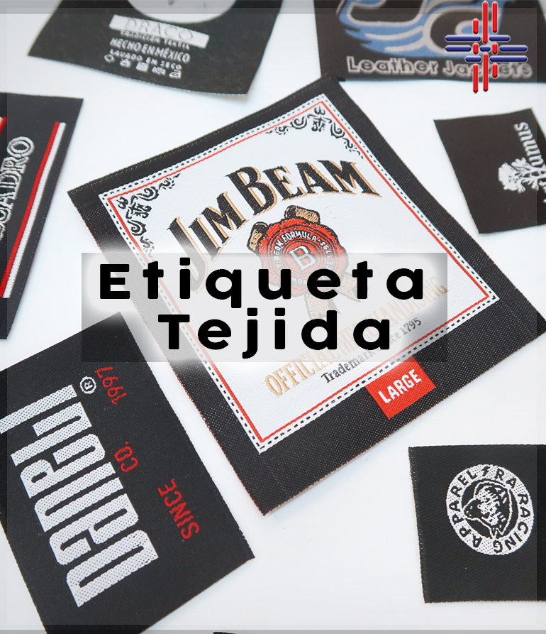 Etiqueta Tejida Damasco . Marca personalizada