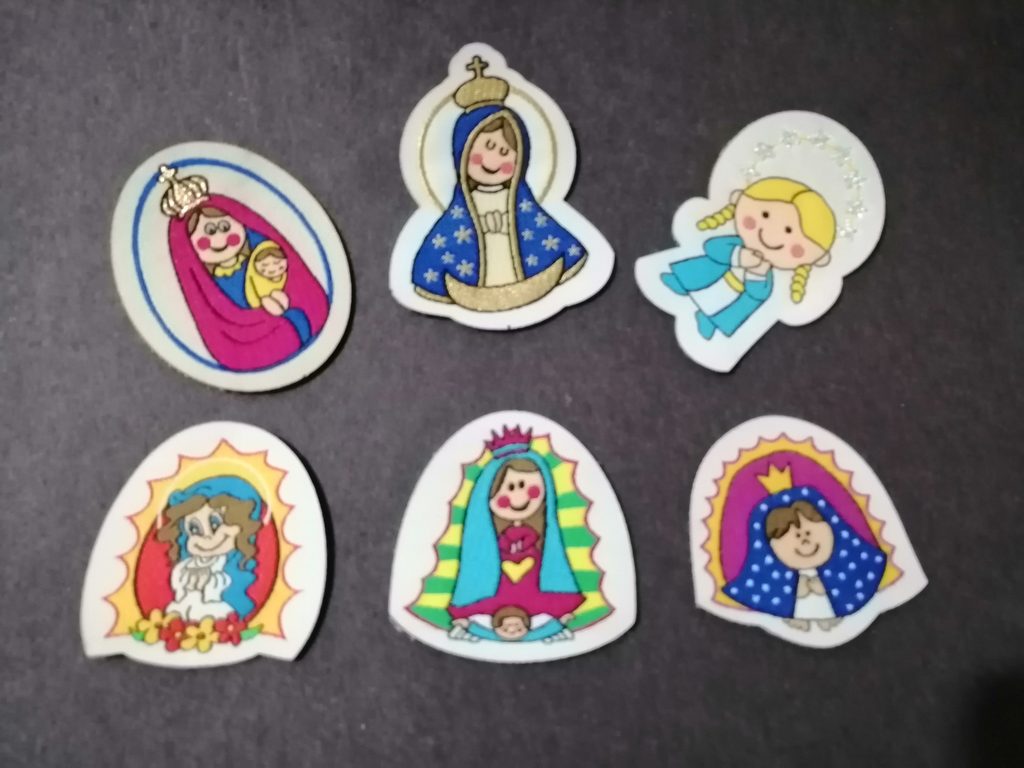 Parches Tejidos Imagenes religiosas con corte Laser y entretela.